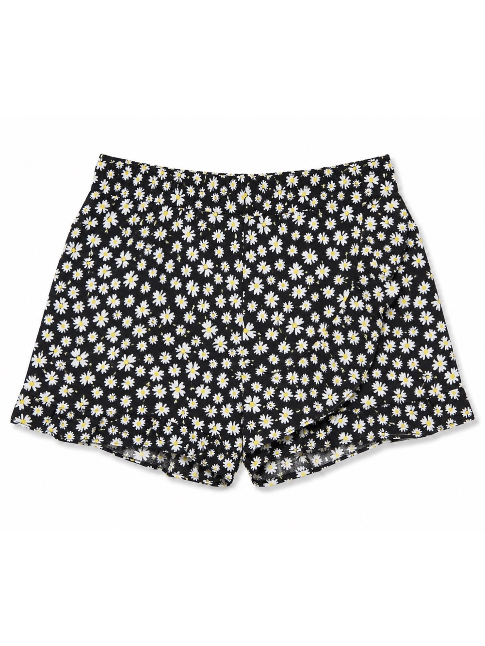 Sweet Butterfly Girls Black & Yellow Floral  Wrap Front Shorts Size 10/12